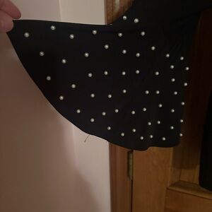 Roz & Ali Black Blouse with Pearl Bell Sleeves